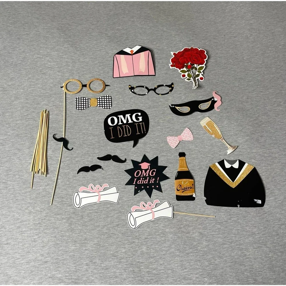 Graduation Photo Booth Props Party Favor Decorations 18 PCS. Set